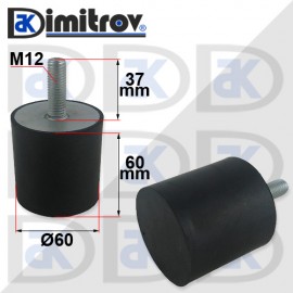Антивибрационен тампон М12 х Ø 60 х 60 mm
